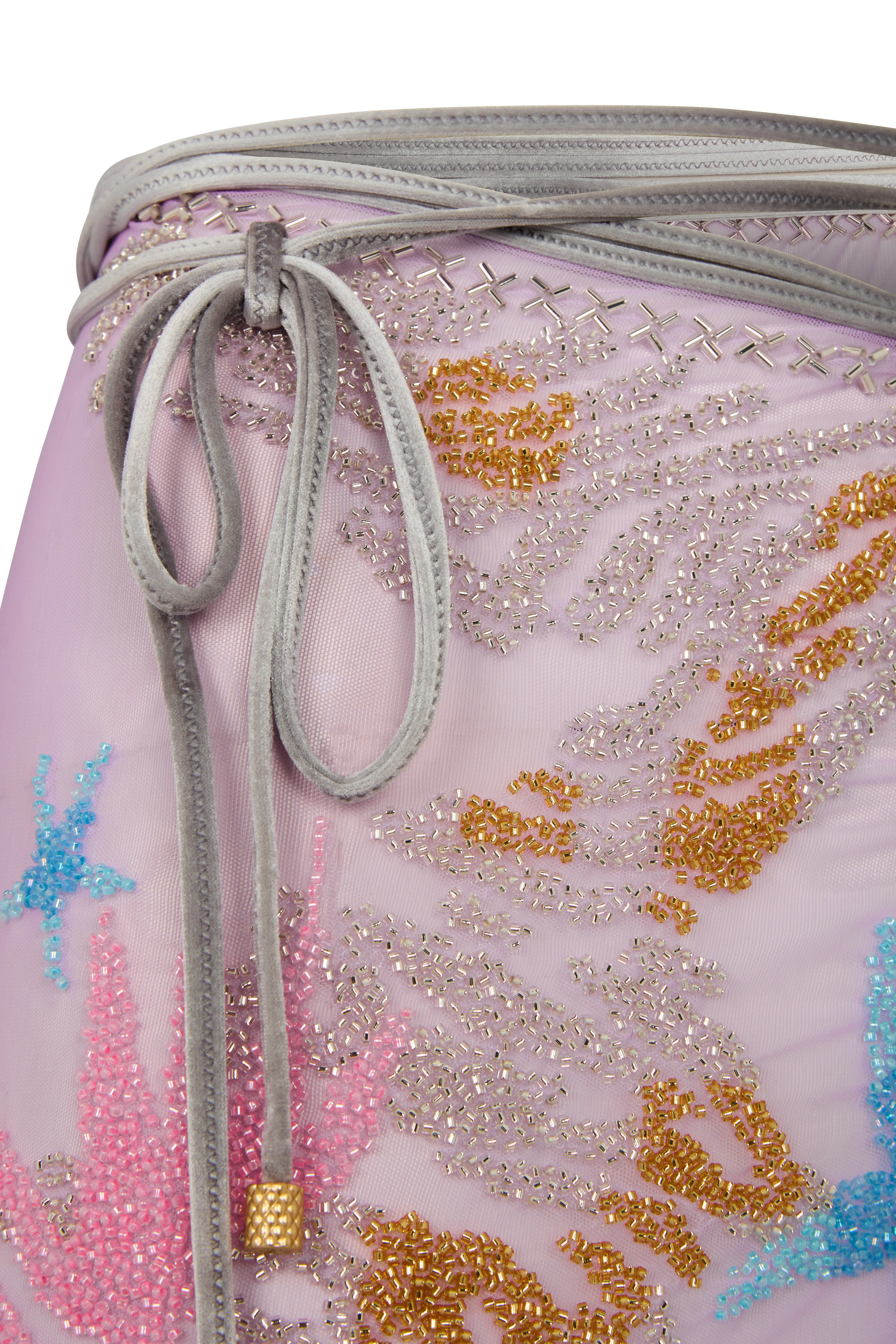 OASIS Beaded Mini Wrap Skirt - Image 5